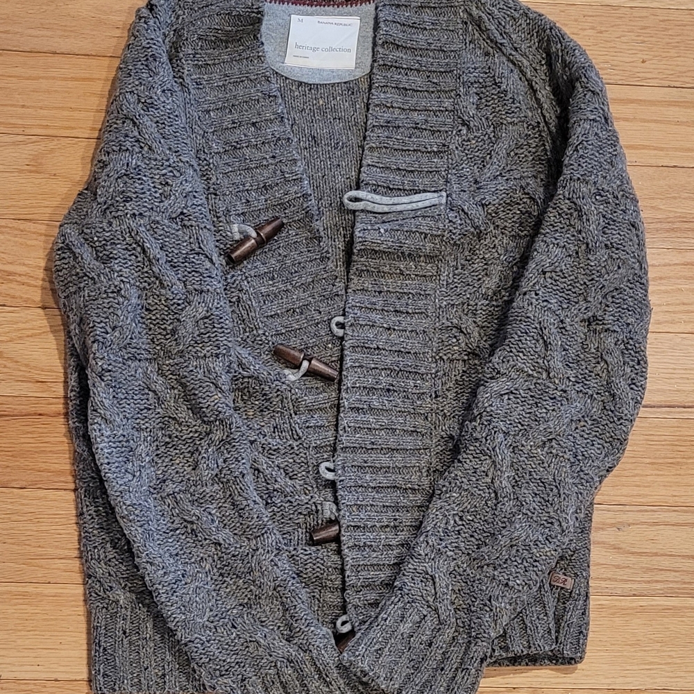 Banana Republic Charcoal Cable Knit Cardigan